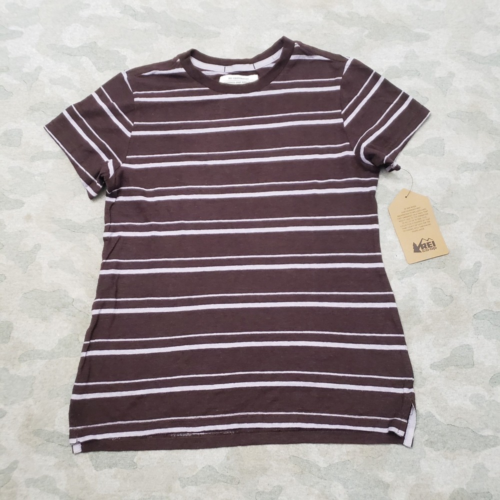 REI Co-op Top Womens XS Purple Striped Hemp Blend Short Sleeve NWT